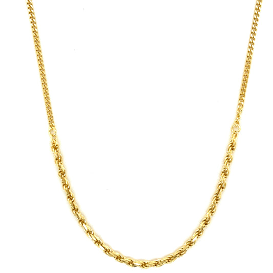 14K Gold Plated Baby Cuban And Rope Necklace