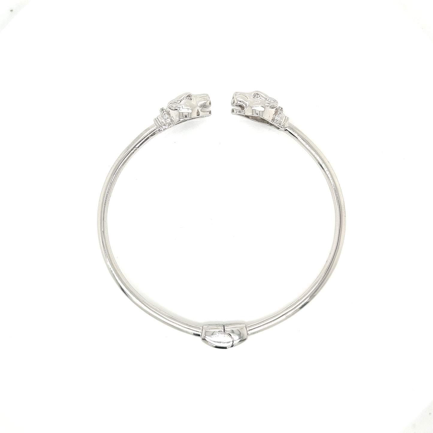 Silver 925 Two Sided leopard Head Bangle