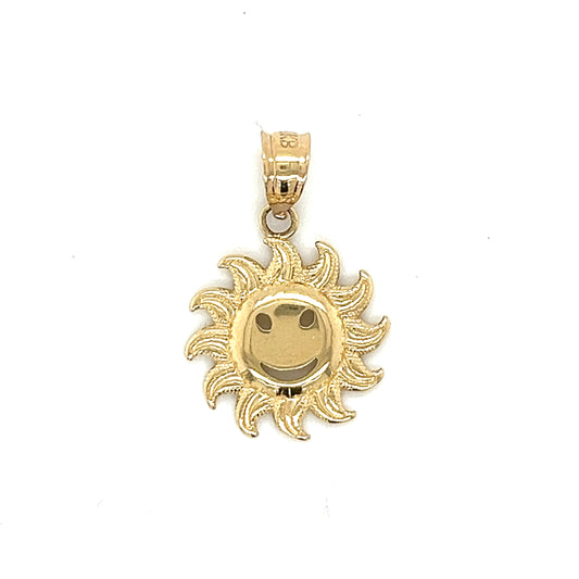 14K Gold Smiling Sun Pendant