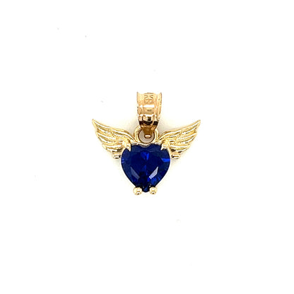 14K Gold Heart Angel Pendants