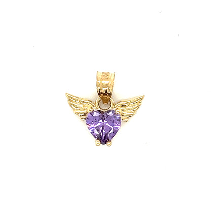 14K Gold Heart Angel Pendants