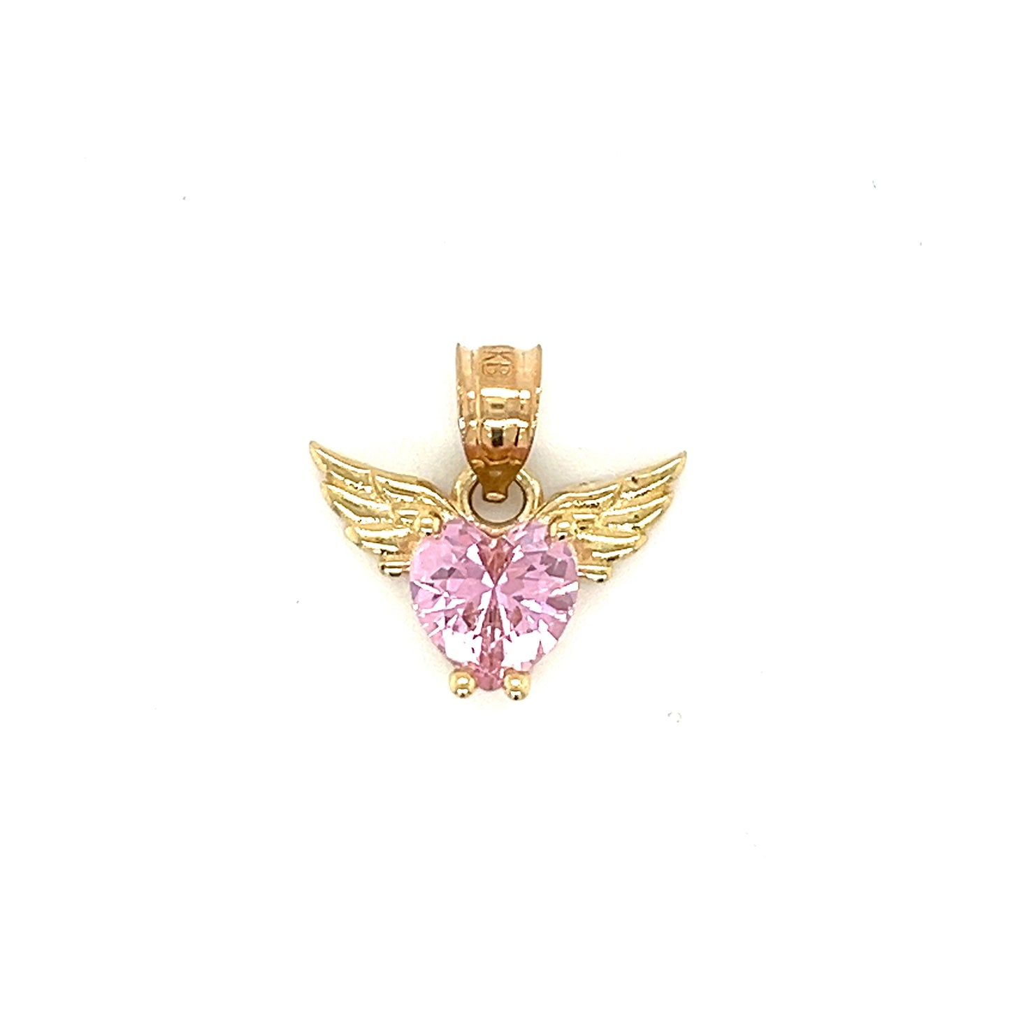 14K Gold Heart Angel Pendants