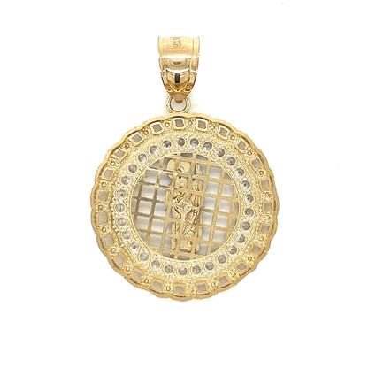 14K Gold Round Cuban San Judas Pendant