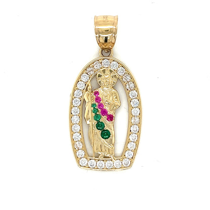 Colorful 14K Gold San Judas Pendant