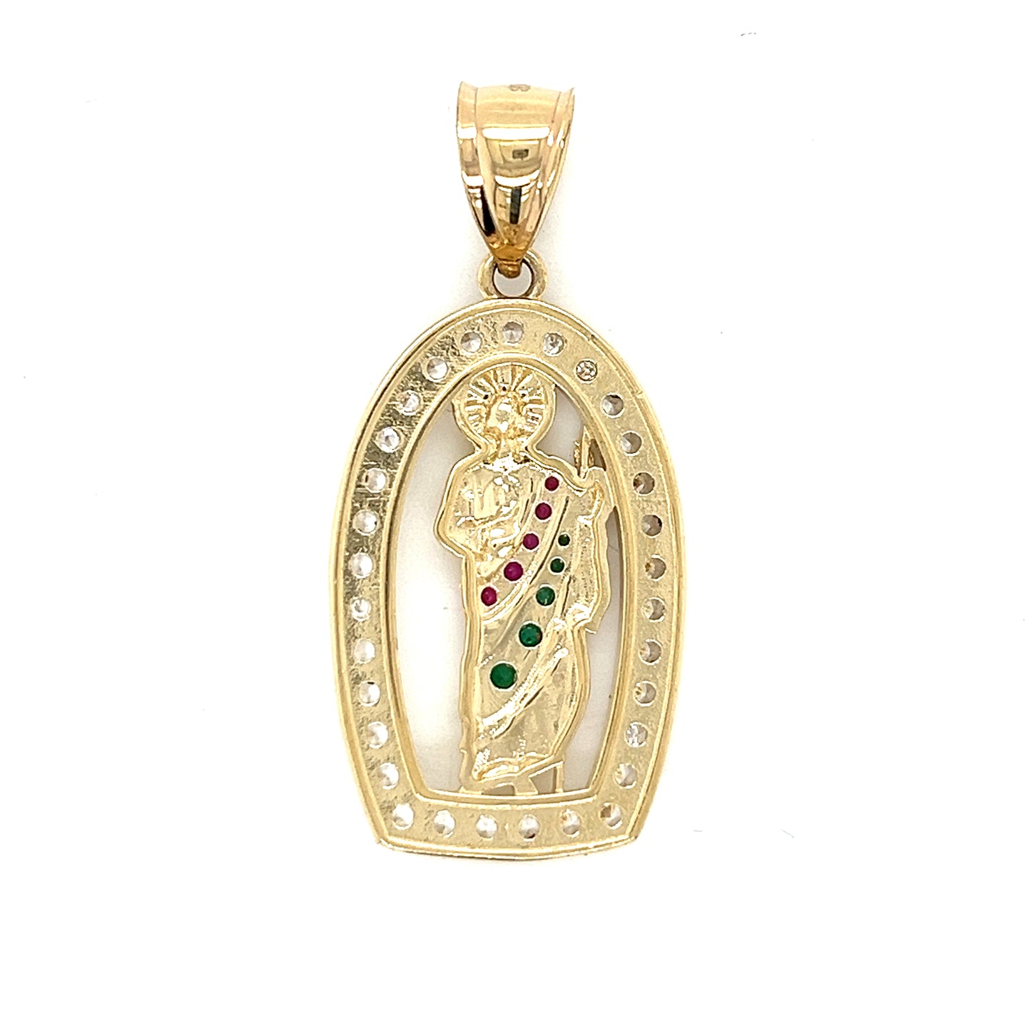 Colorful 14K Gold San Judas Pendant