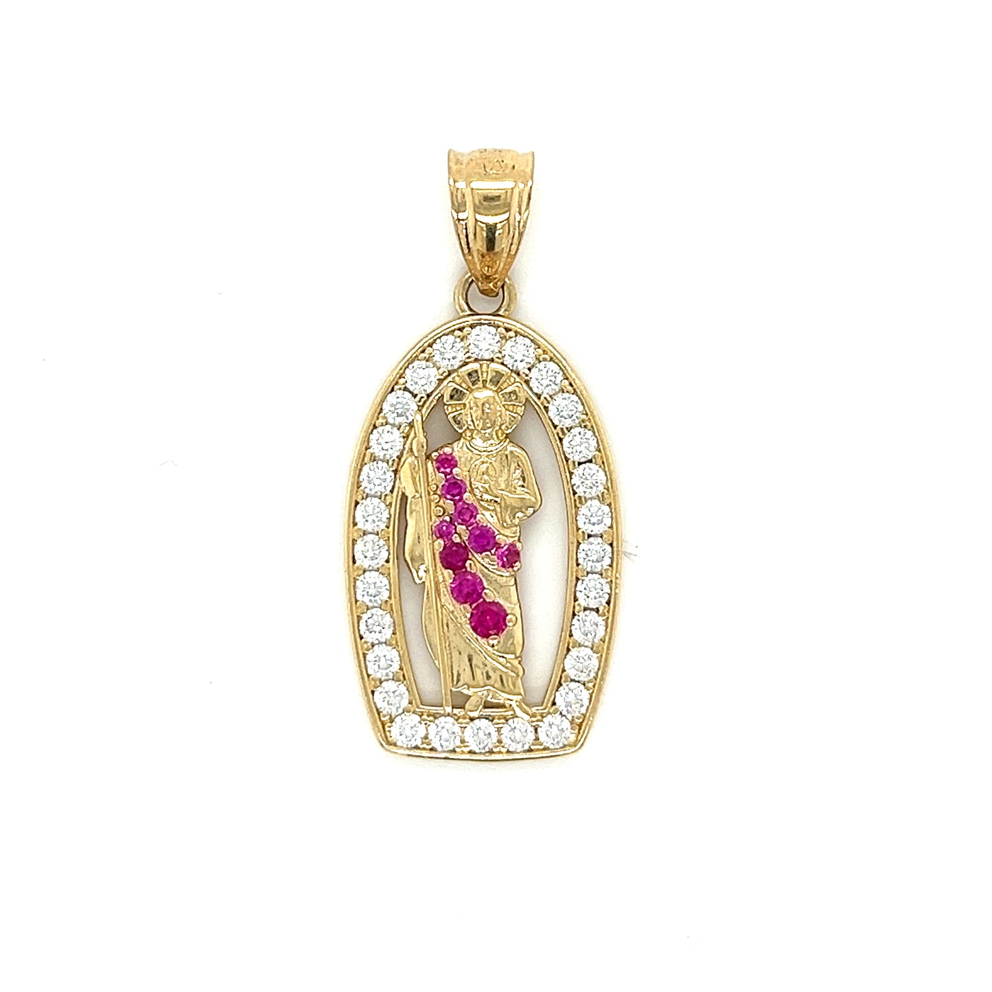 Colorful 14K Gold San Judas Pendant