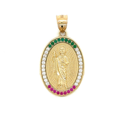 14K Gold Oval San Judas Pendant