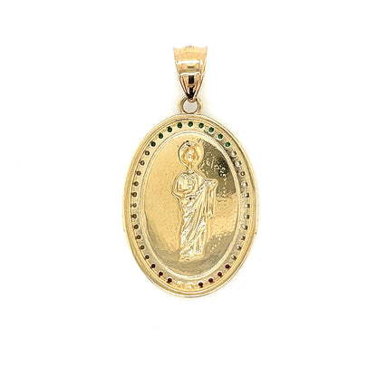 14K Gold Oval San Judas Pendant