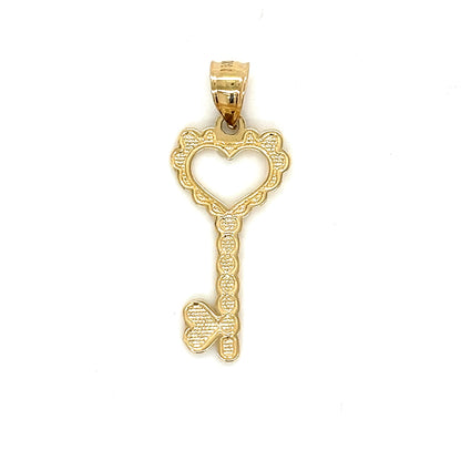 14K Gold Heart Key