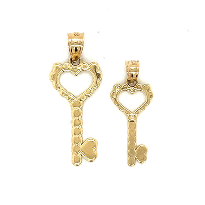 14K Gold Heart Key