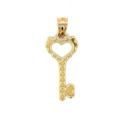 14K Gold Heart Key