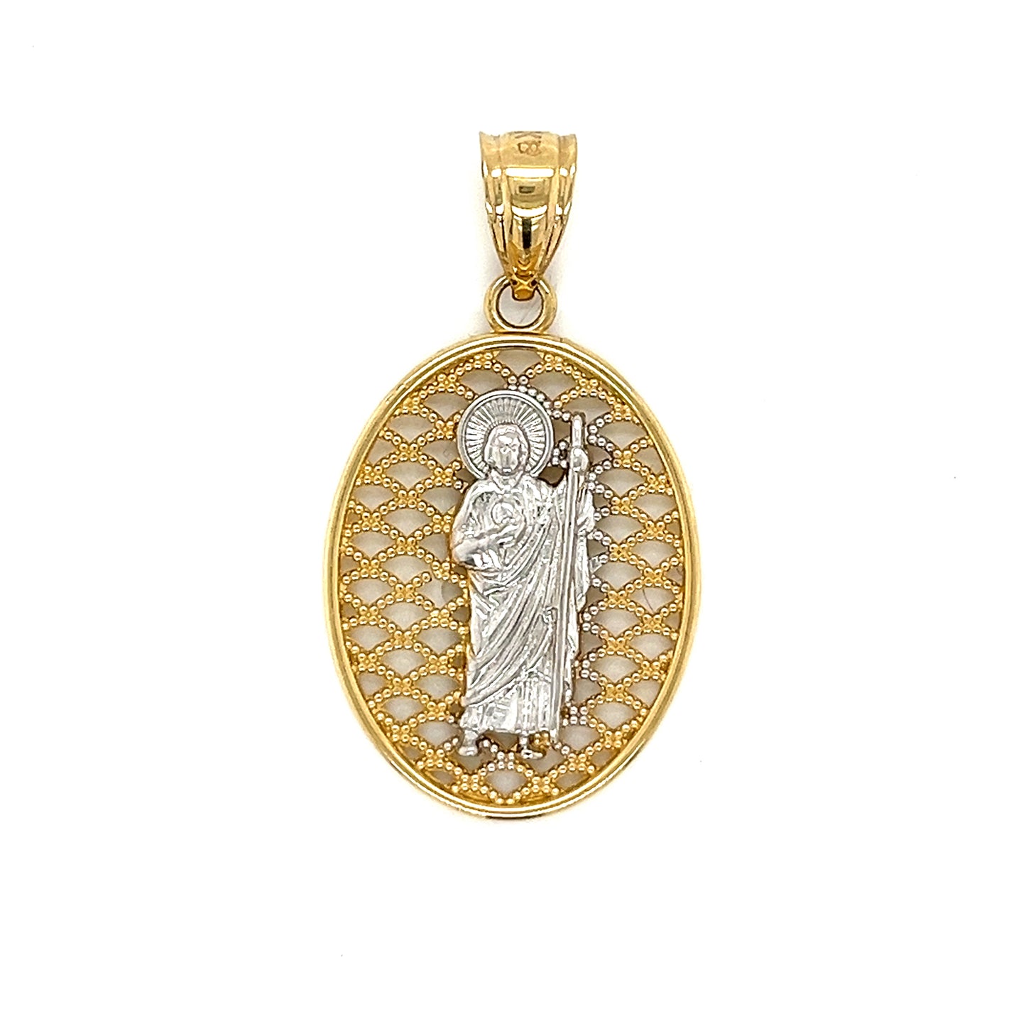 14K Gold Two Tone San Judas Pendant