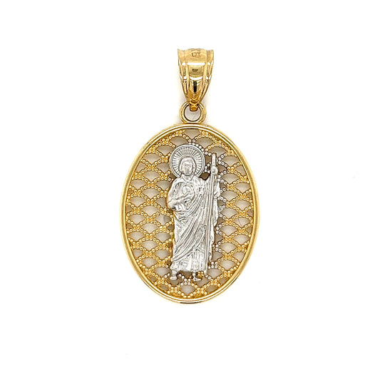 14K Gold Two Tone San Judas Pendant