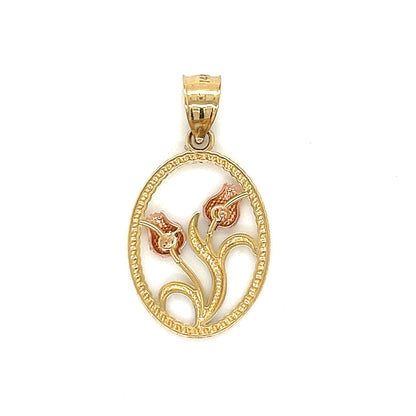 14K Gold Two Tone Rose Pendant