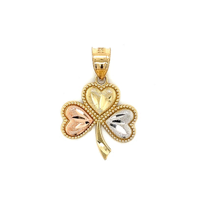 14K Three Toned Clover Pendant