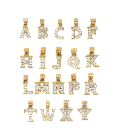 14K Gold Initials With CZ Pendants