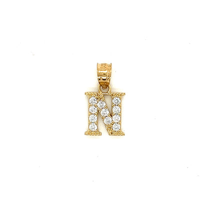 14K Gold Initials With CZ Pendants