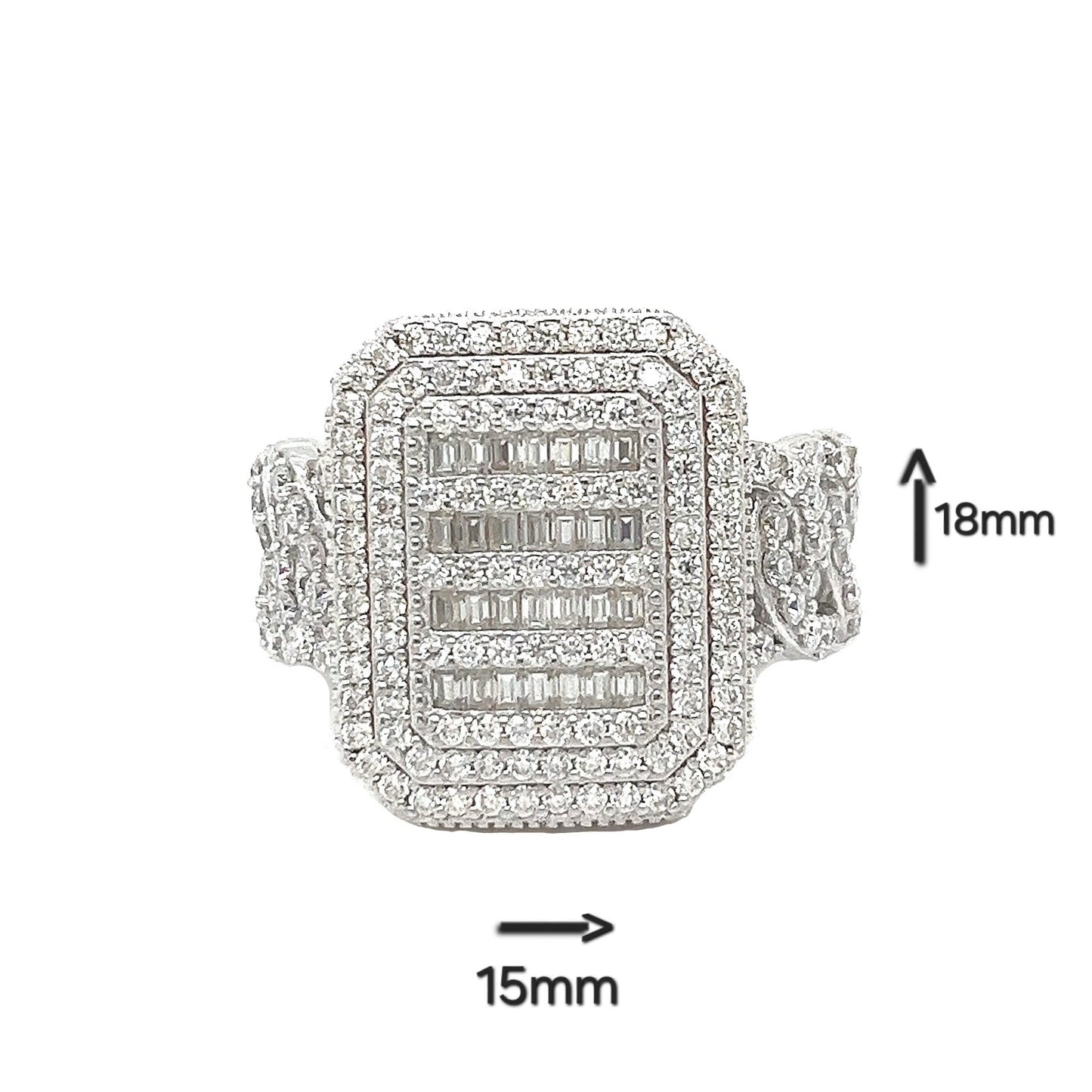 Cuban Square King CZ Sterling Fine Unisex Ring