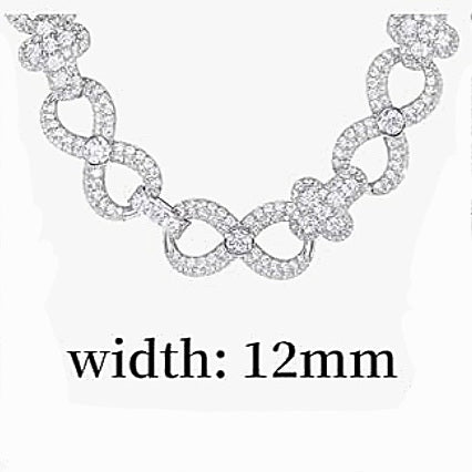 Cubic Zirconia Sterling Silver 925 Cross Infinity Link 12mm Iced Out  8"-8.5" Bracelet - C300039