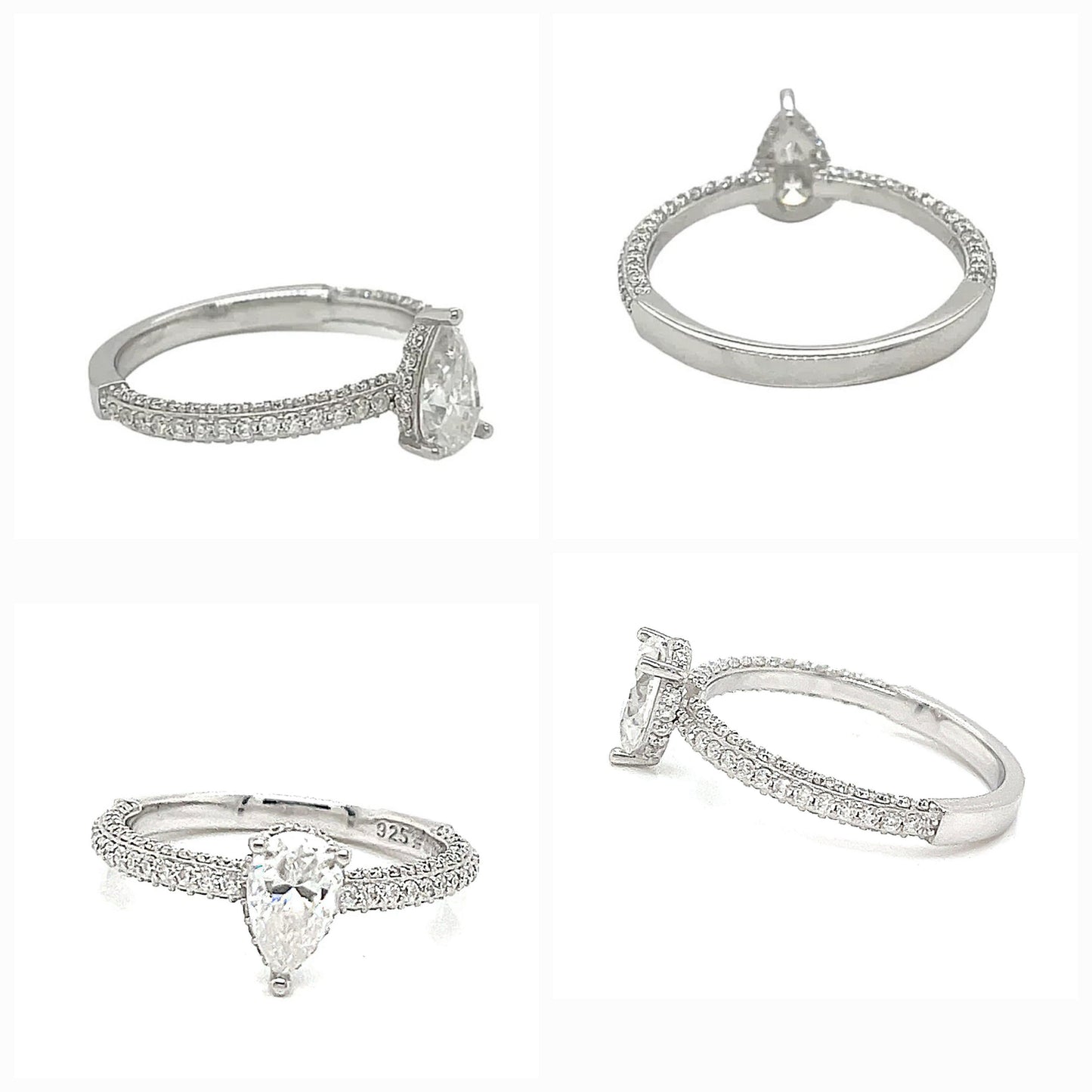 Engagement Drop Pear Shaped Cubic Zirconia Ring