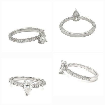 Engagement Drop Pear Shaped Cubic Zirconia Ring