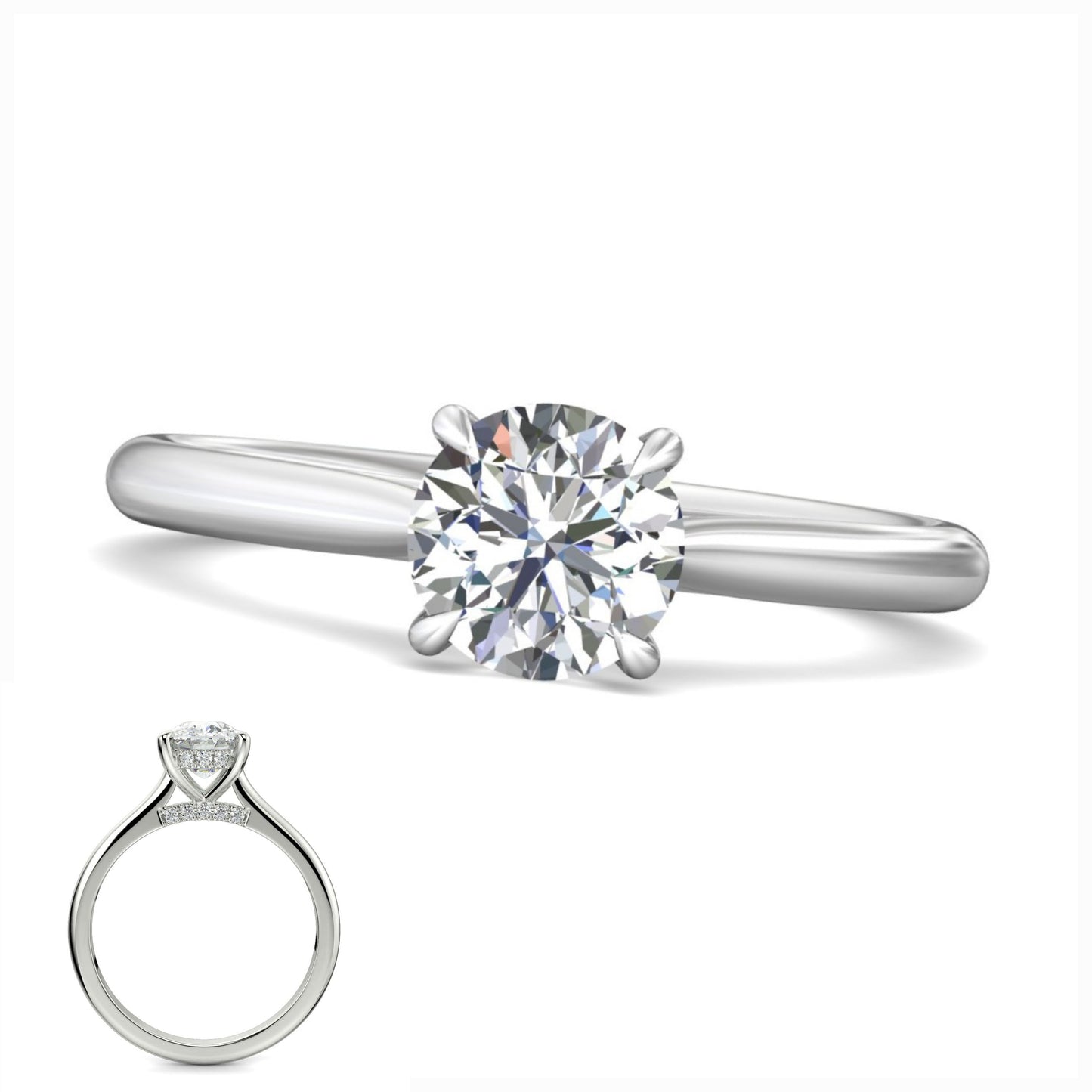 Round Main and side design Cubic Zirconia Engagement Sterling Ring