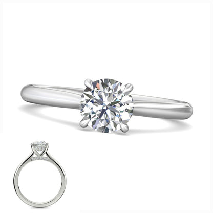 Round Main and side design Cubic Zirconia Engagement Sterling Ring