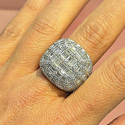 Baguette CZ Dome Cluster Bling Men's Ring