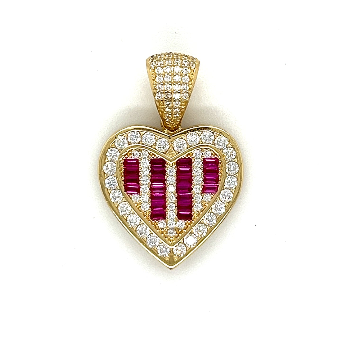 14K Gold Heart Pendants With Colored CZ