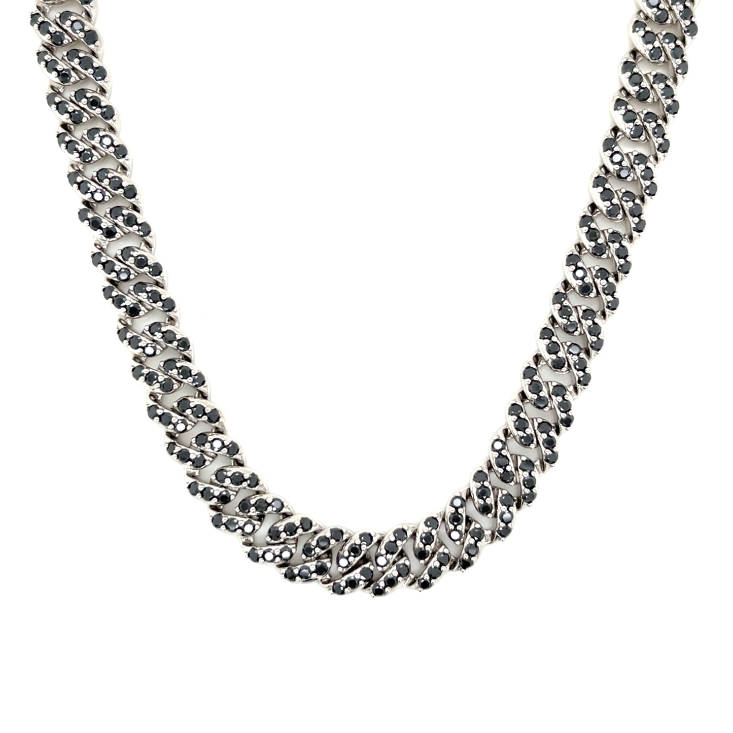 Black Lab-Created Moissanite Custom Sterling Silver Chain