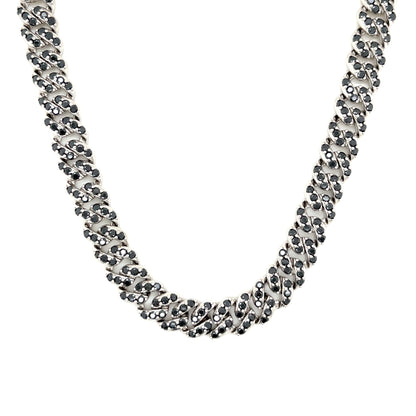 Black Lab-Created Moissanite Custom Sterling Silver Chain