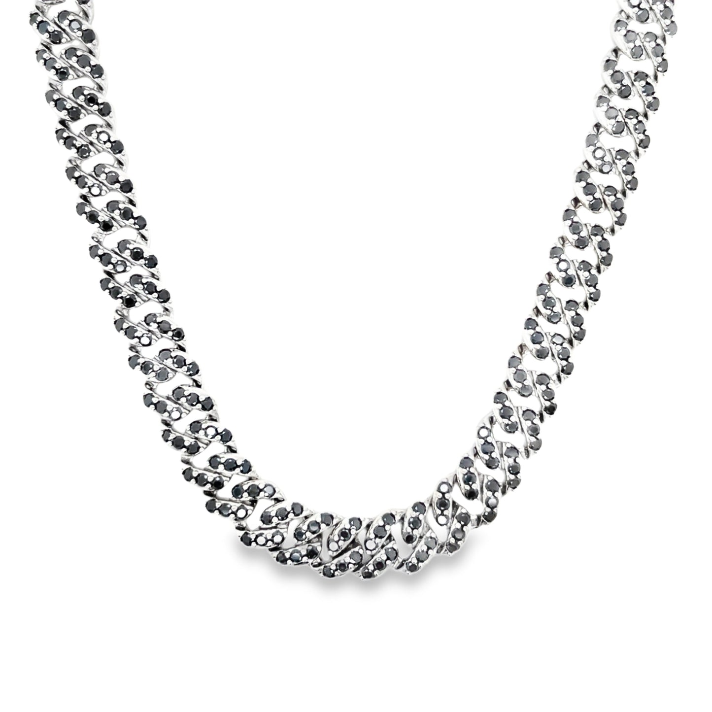 Black Lab-Created Moissanite Custom Sterling Silver Chain