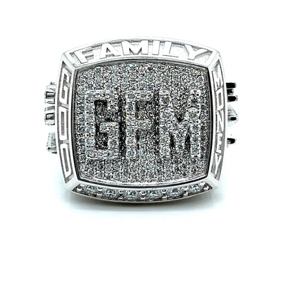 Sterling Silver "GOD FAMILY MONEY' Lab-Created Moissanite Hip Hop Customized Ring
