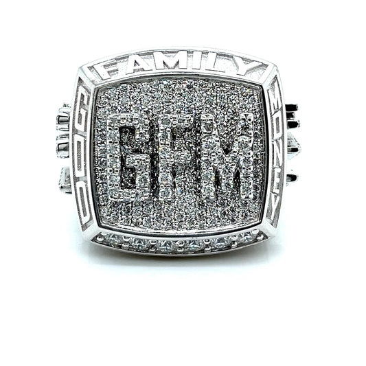 Sterling Silver "GOD FAMILY MONEY' Lab-Created Moissanite Hip Hop Customized Ring