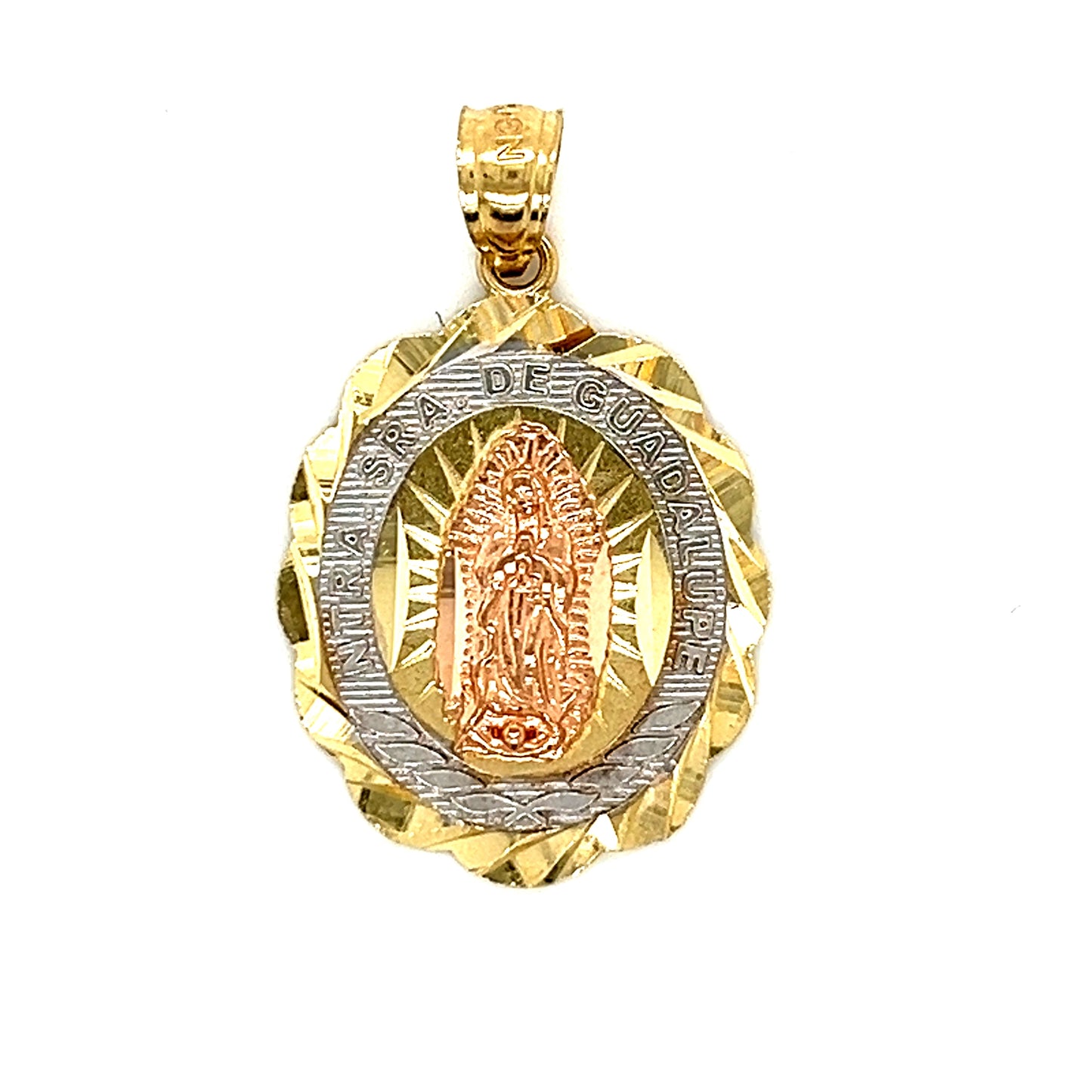 Colgante Virgen De Guadalupe De Dos Tonos De Oro De 14 Quilates