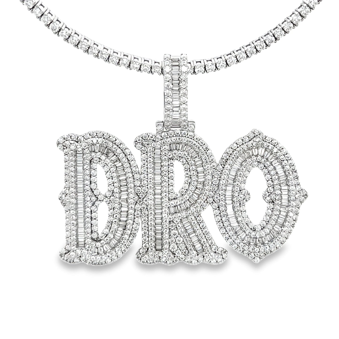 Custom Lab-Created Moissante 'DRO" Sterling Silver Pendant