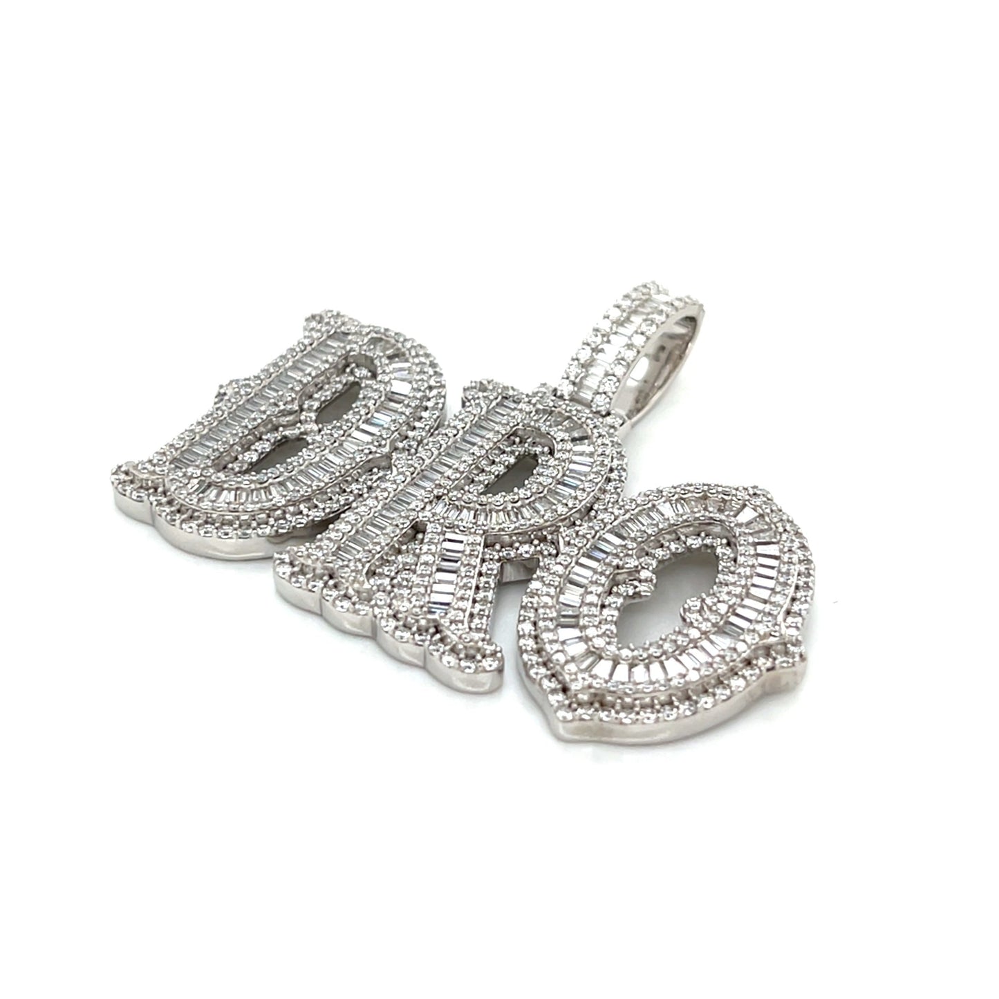 Custom Lab-Created Moissante 'DRO" Sterling Silver Pendant