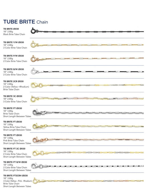 925 Sterling Silver Tube Brite Chain