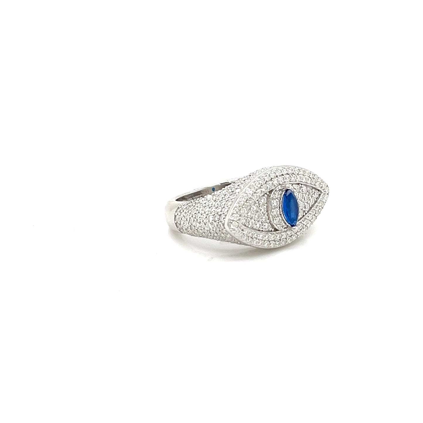 Eye Ring Marquise-Cut Blue Sapphire Center