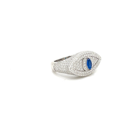 Eye Ring Marquise-Cut Blue Sapphire Center