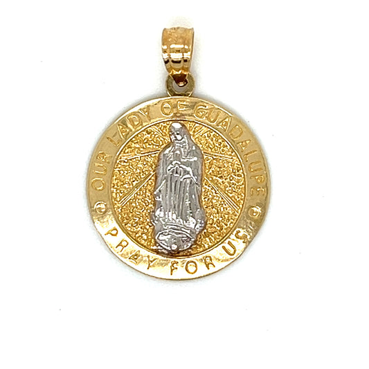 Colgante Redondo Virgen De Guadalupe De Oro De 14 Quilates