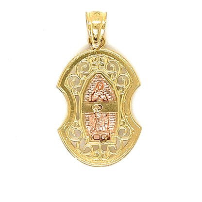 Colgante de Virgen de Guadalupe de dos tonos de oro de 14 quilates