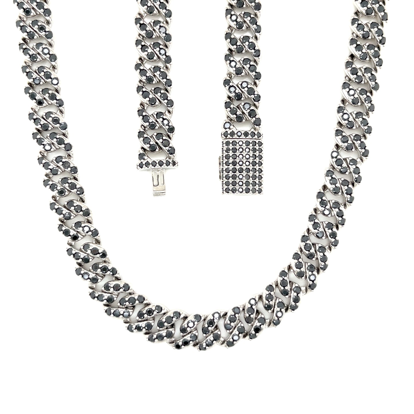 Black Lab-Created Moissanite Custom Sterling Silver Chain