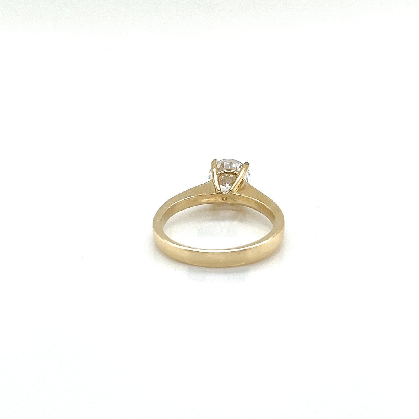 14K Gold Elevated CZ Solitaire Ring