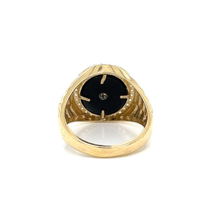 14K Gold Round St. Judas Ring W/ CZ