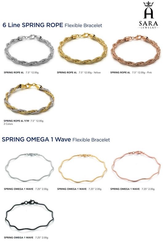 6 Line Spring Rope Flexible / Spring Omega 1 Wave Flexible Bracelet