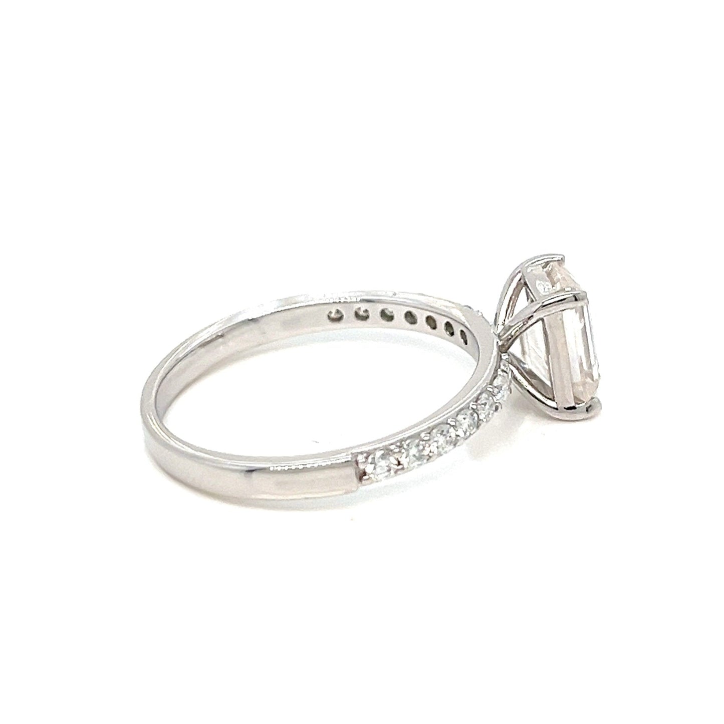 Engagement Shaped CZ Silver Ring