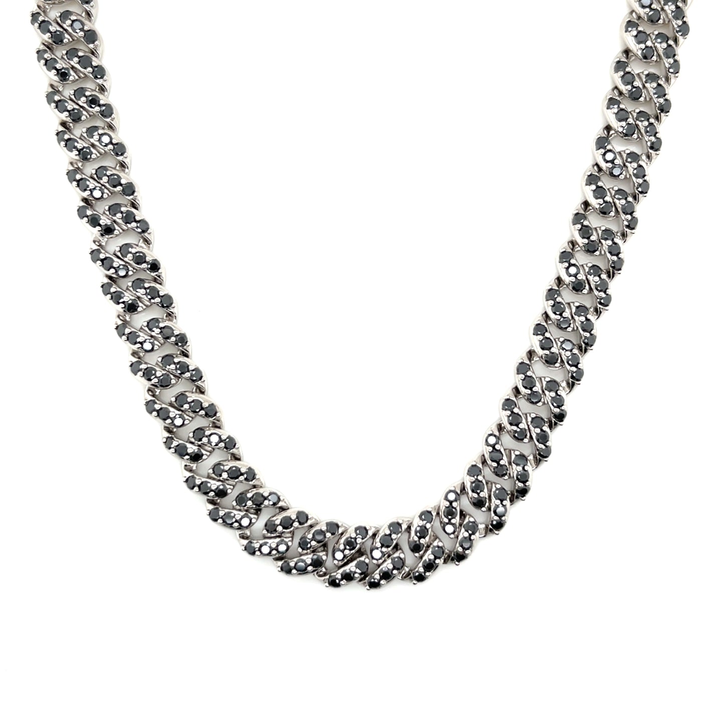 Black Lab-Created Moissanite Custom Sterling Silver Chain
