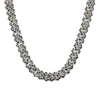 Black Lab-Created Moissanite Custom Sterling Silver Chain