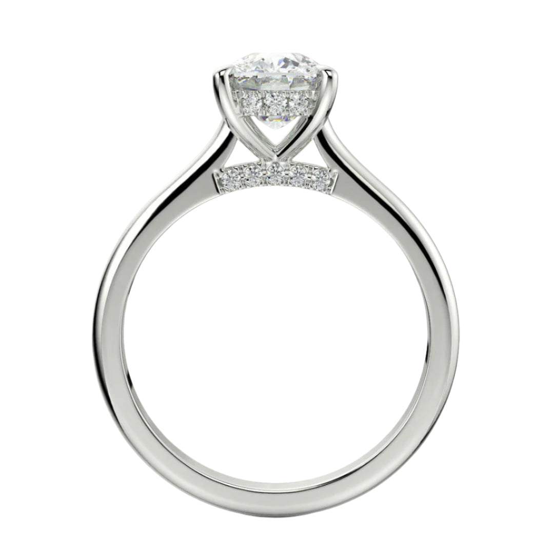 Round Main and side design Cubic Zirconia Engagement Sterling Ring